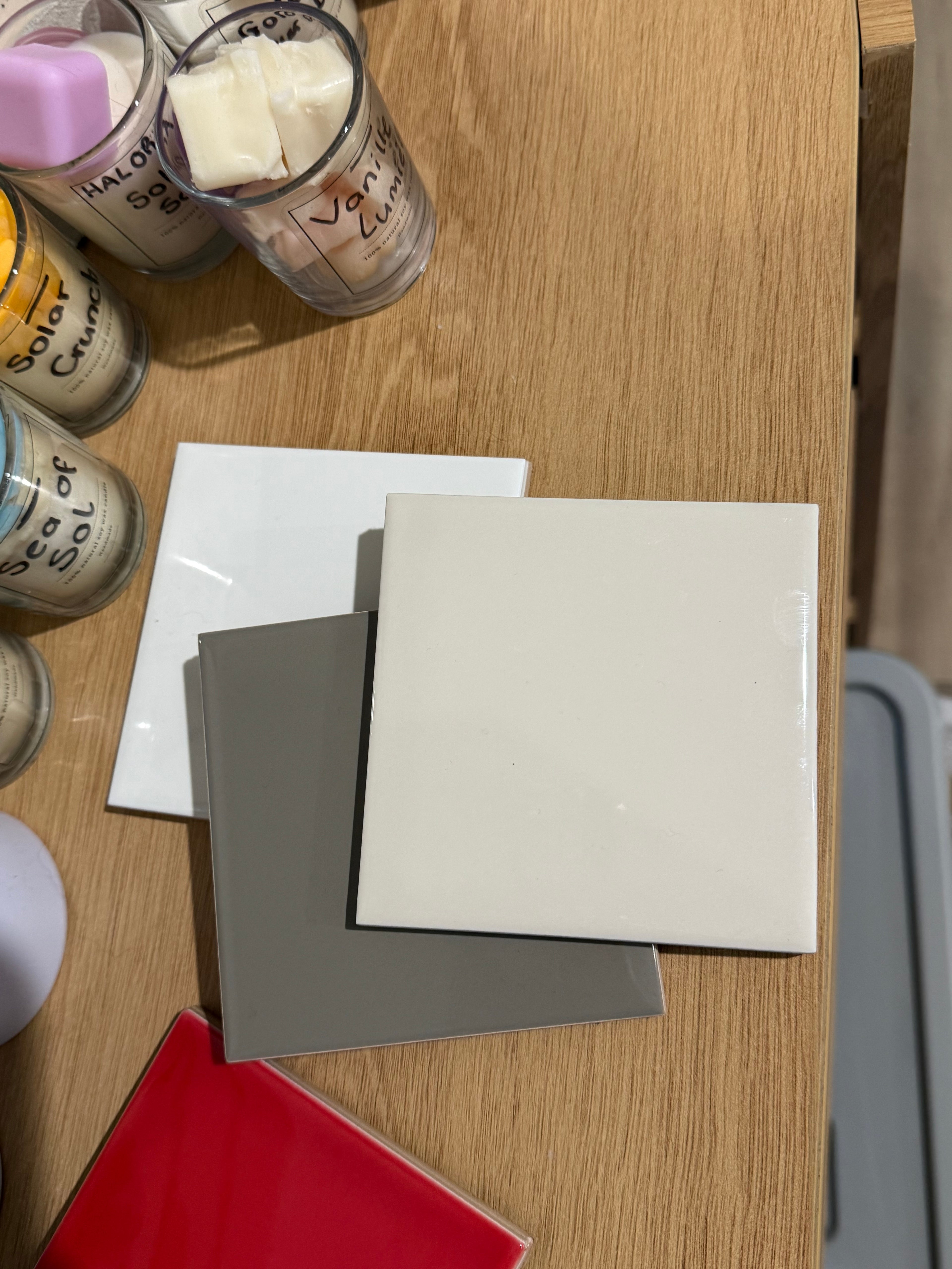 Tile Candle Plates - Assorted