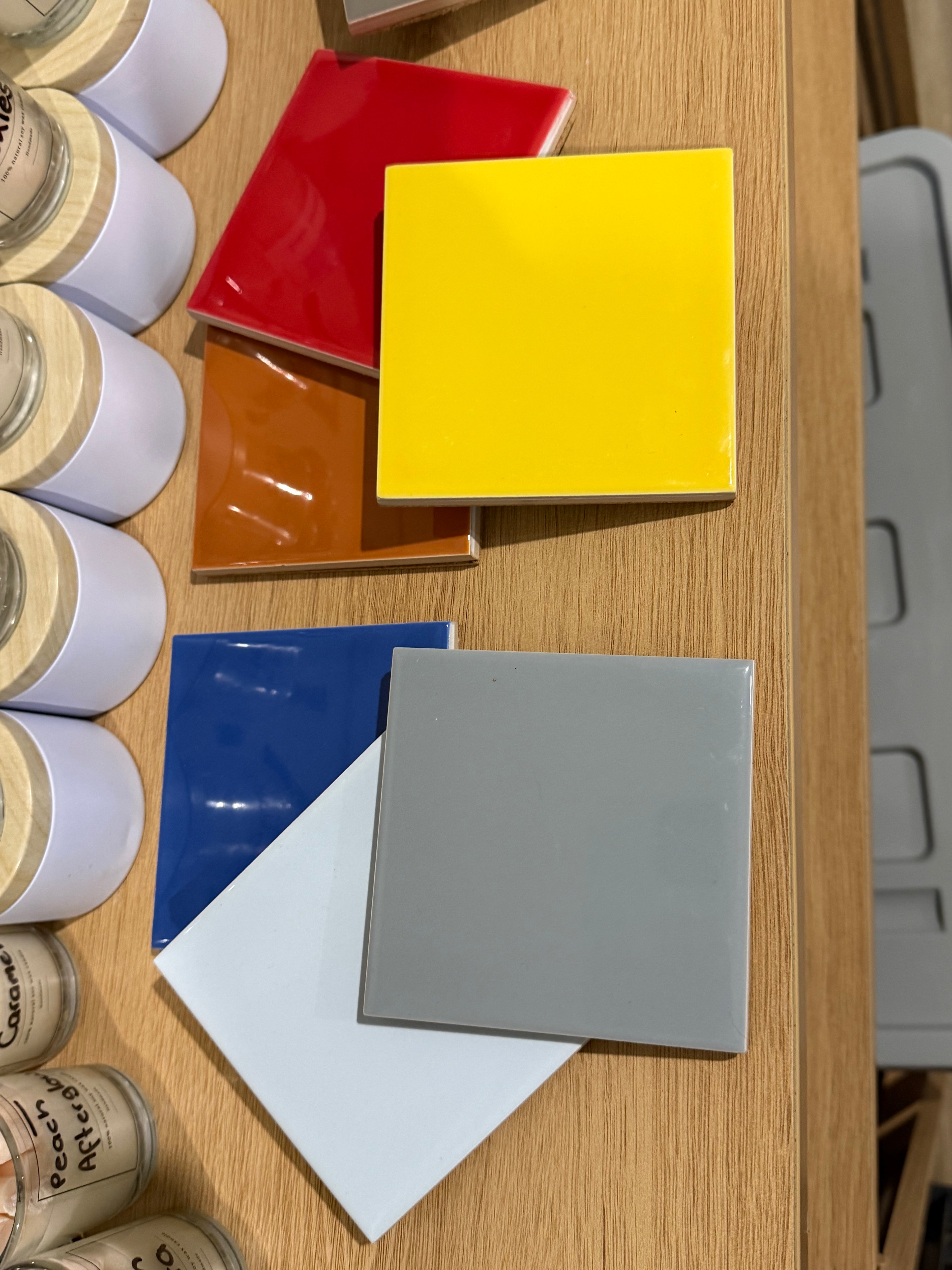 Tile Candle Plates - Assorted