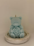Teddy Bear & Roses Pillar Candle