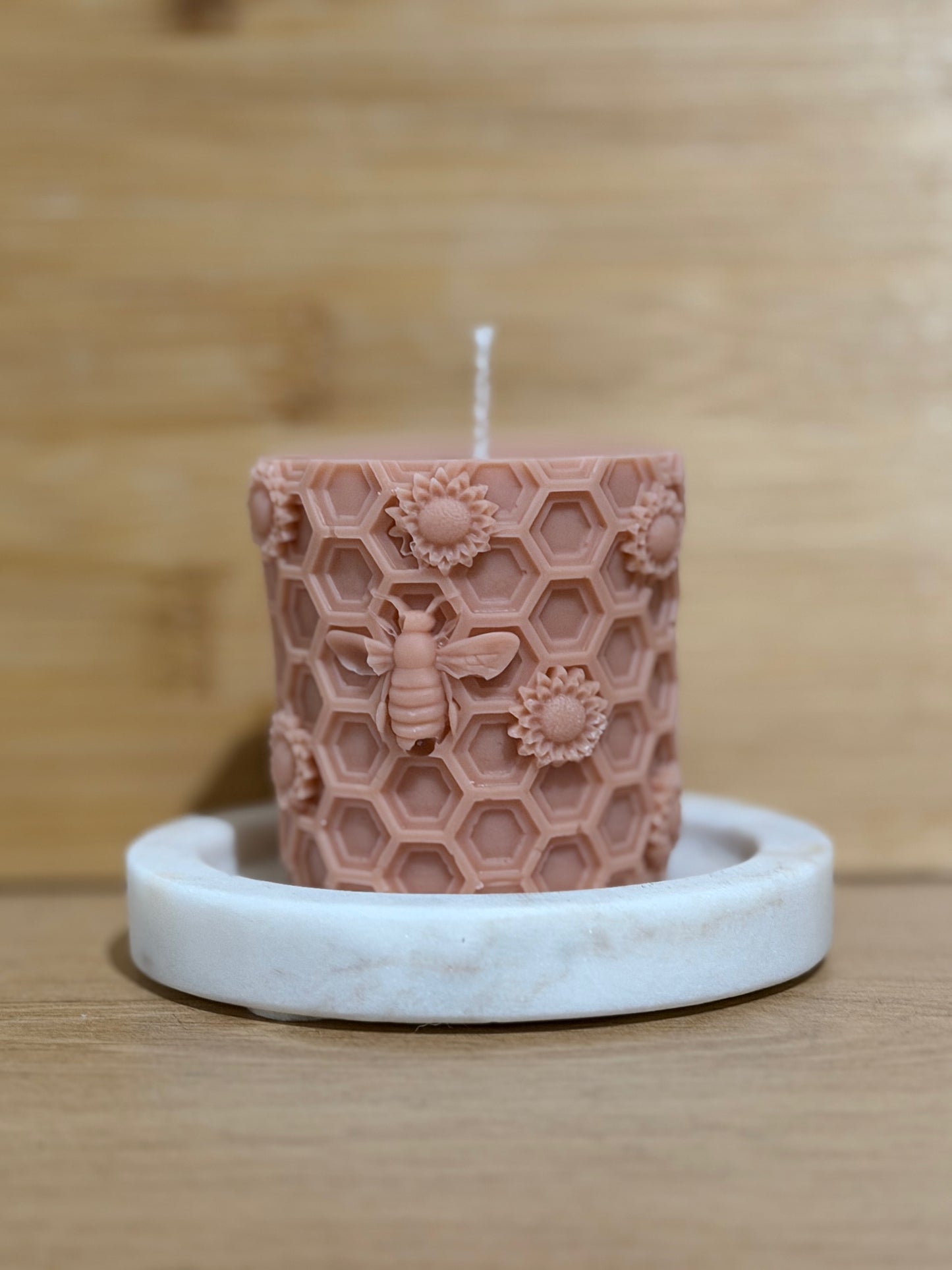 Honeycomb Bees Pillar Candle