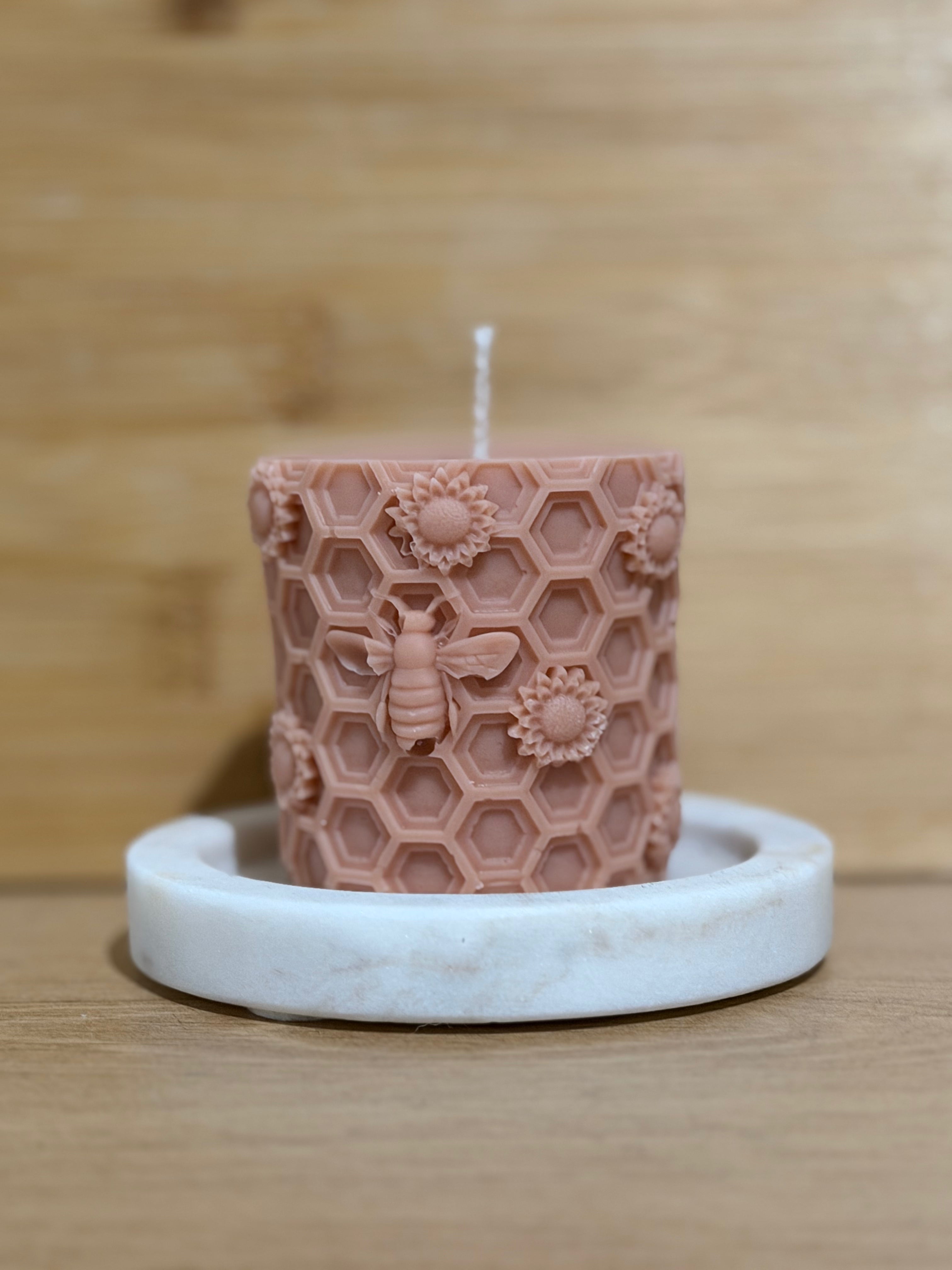 Honeycomb Bees Pillar Candle