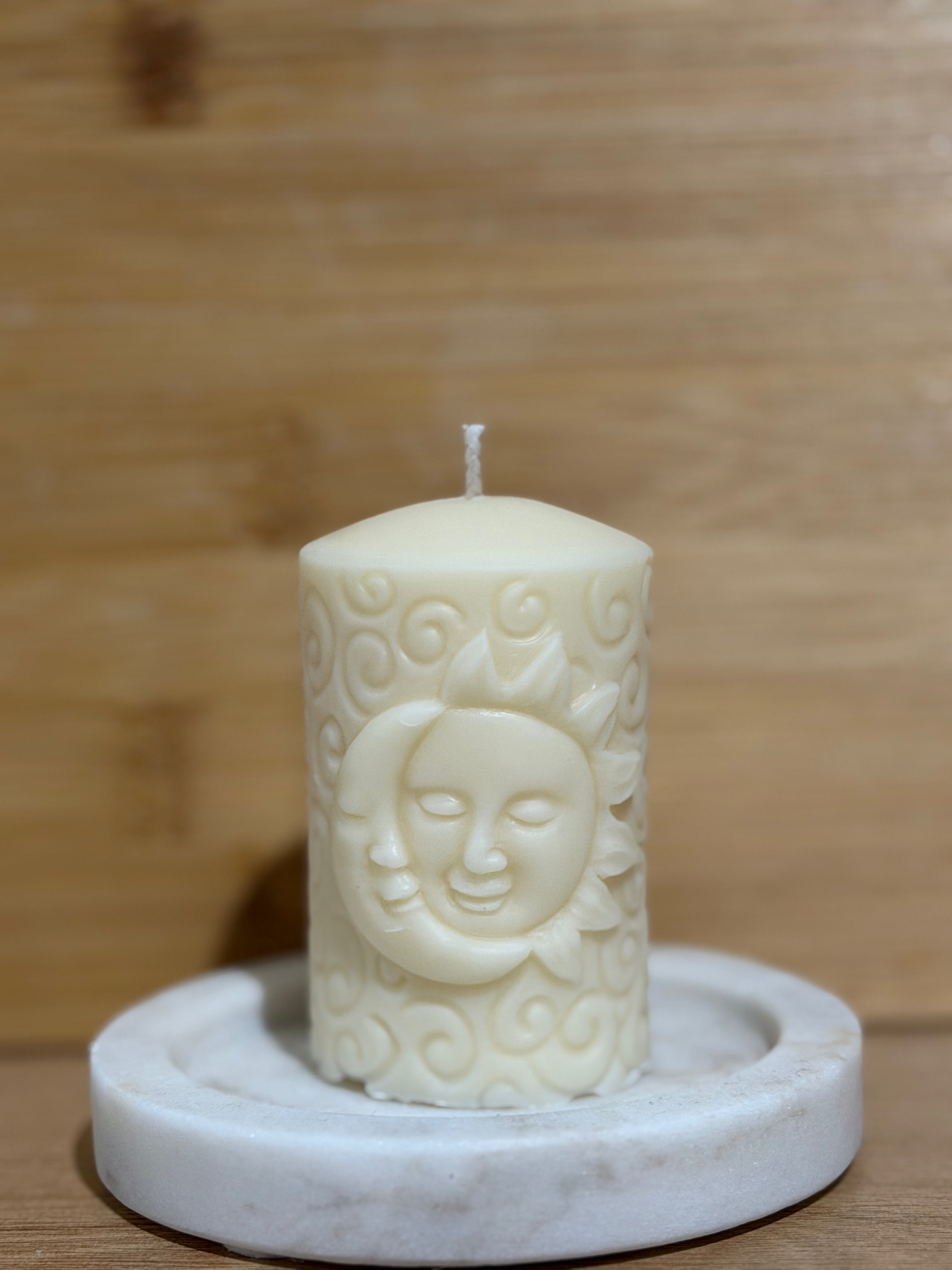 Sun & Moon Swirls Pillar Candle