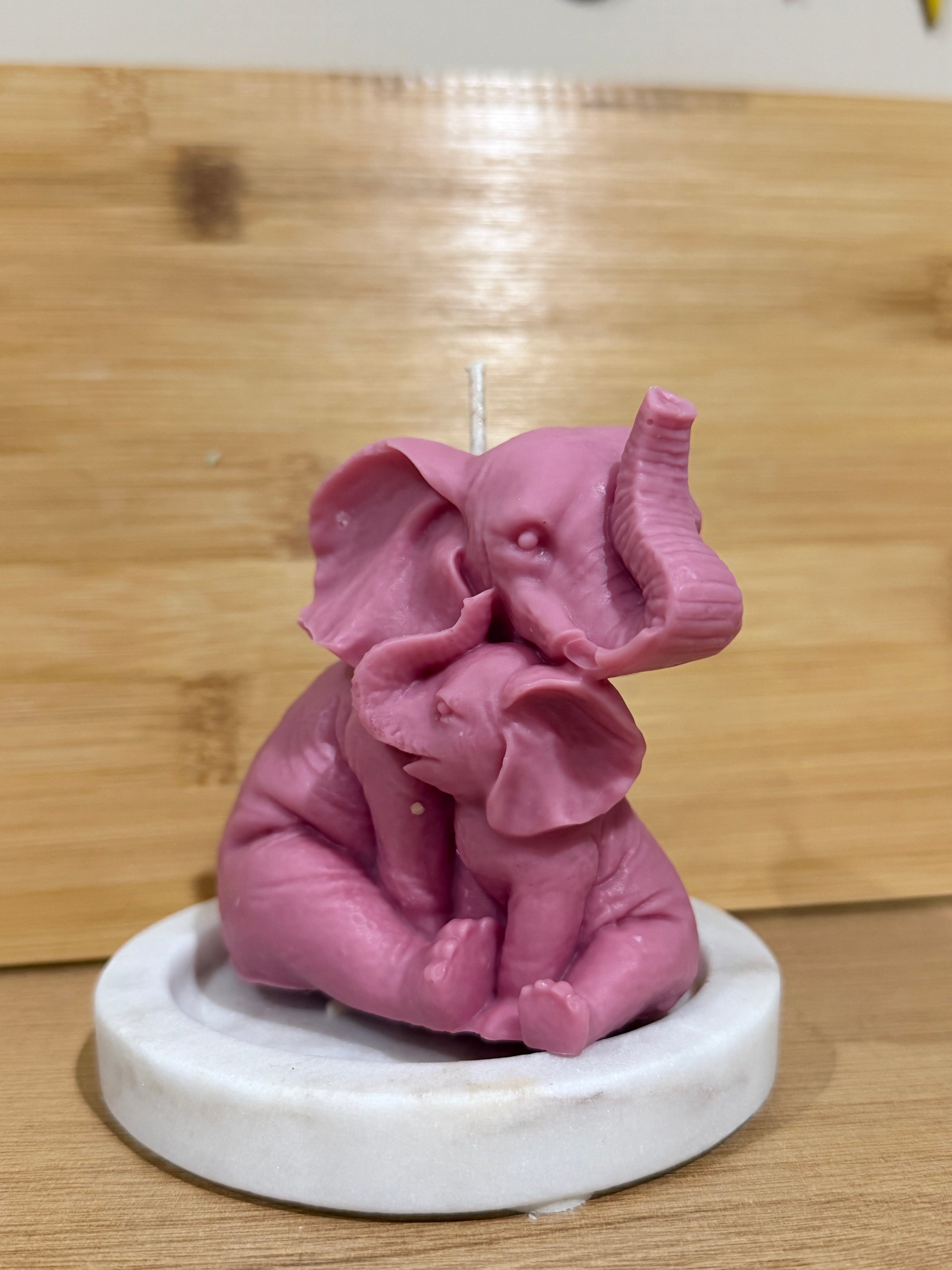 Elephant Duo Pillar Candle