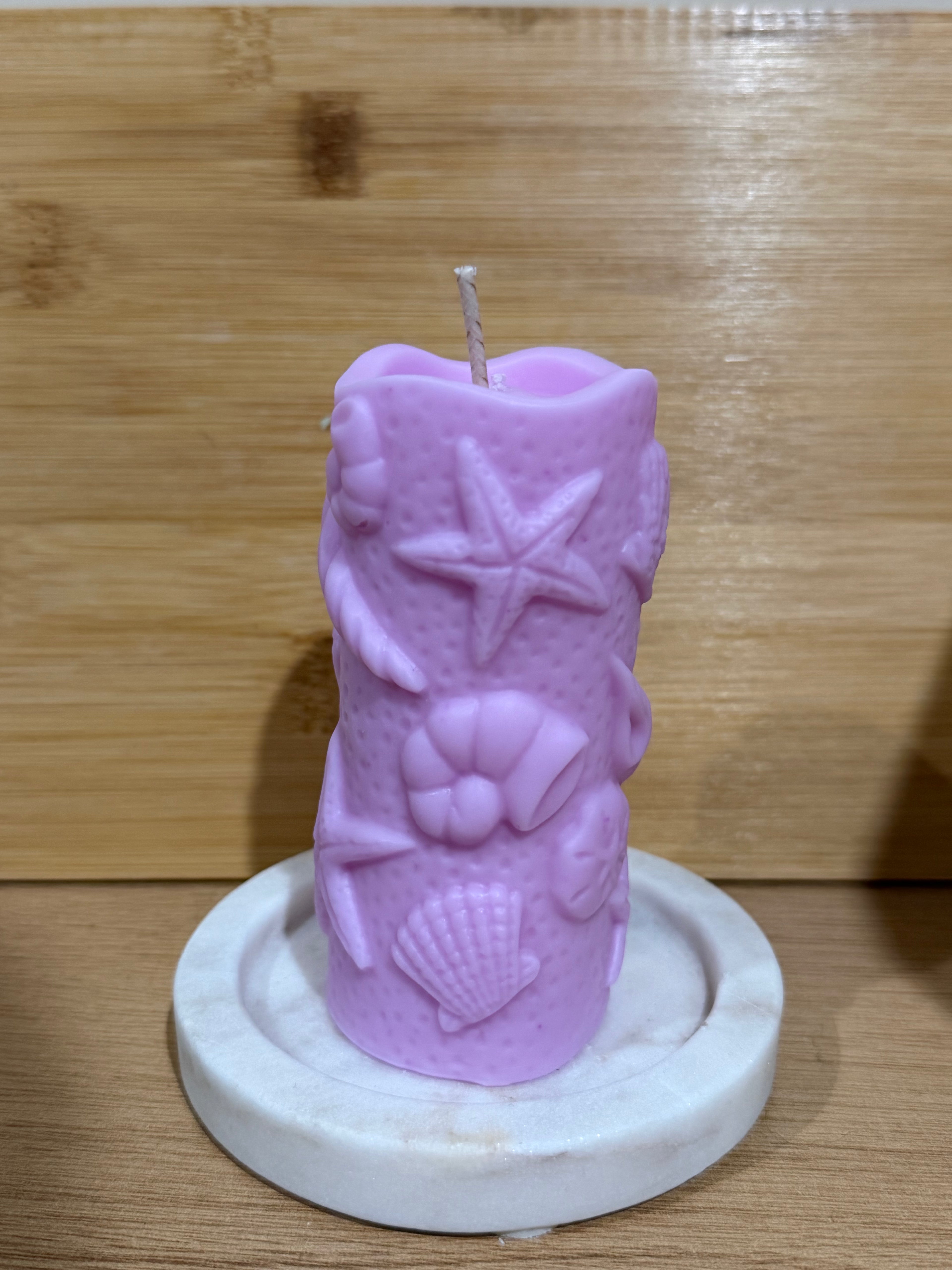 Tall Beach Pillar Candle