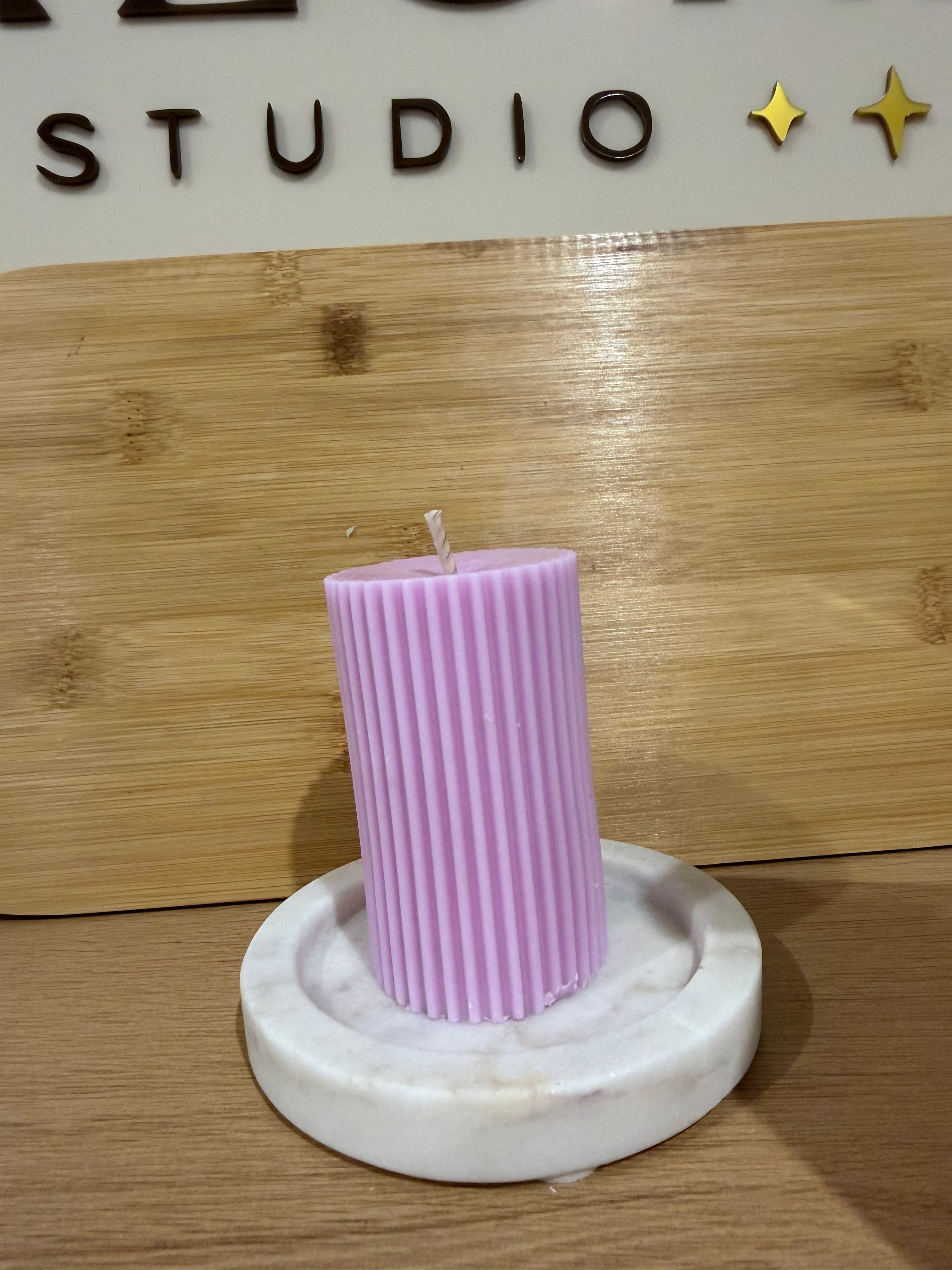 Striped Rounded Pillar Candle