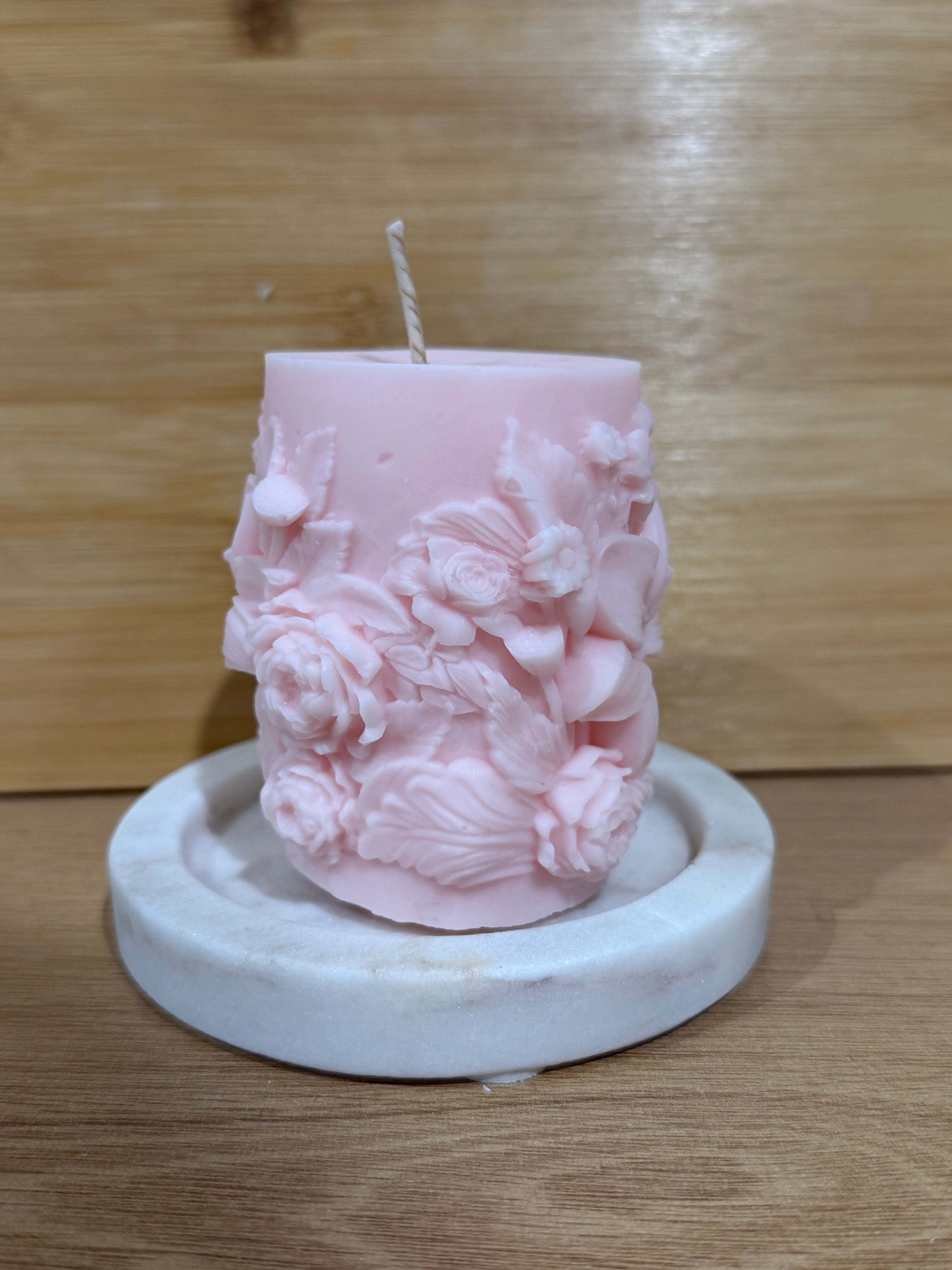 Mixed Florals Pillar Candle