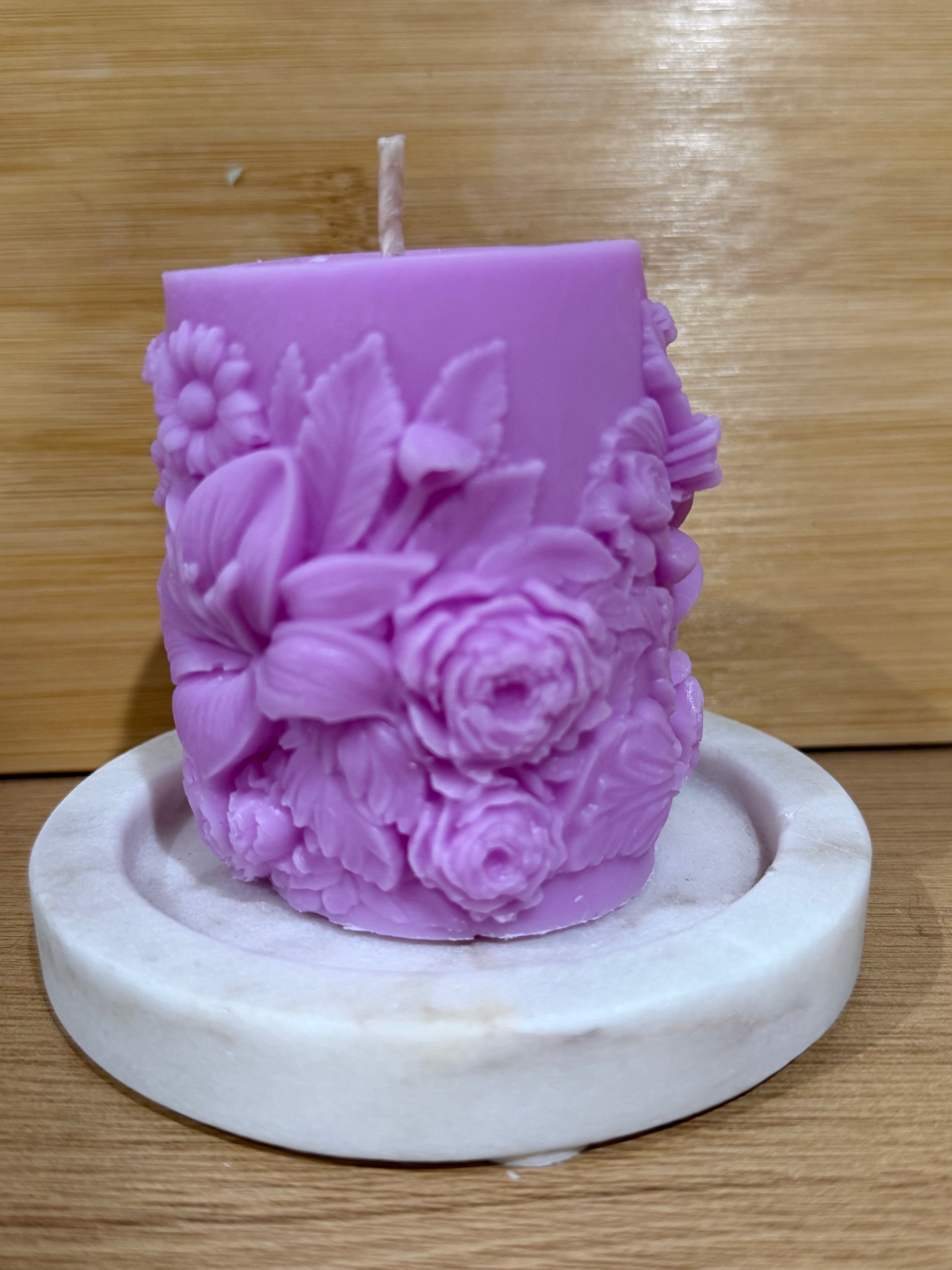 Mixed Florals Pillar Candle