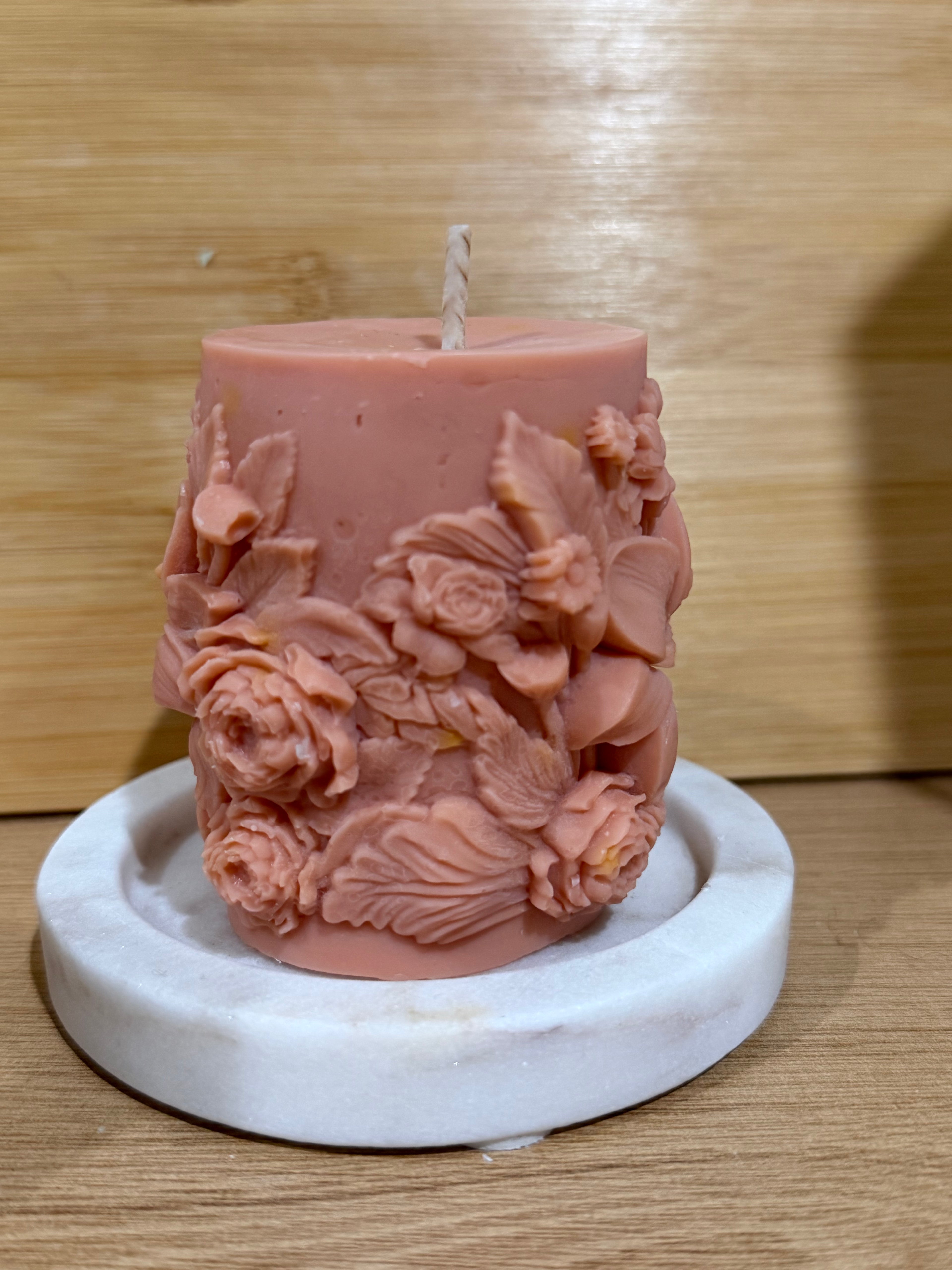Mixed Florals Pillar Candle