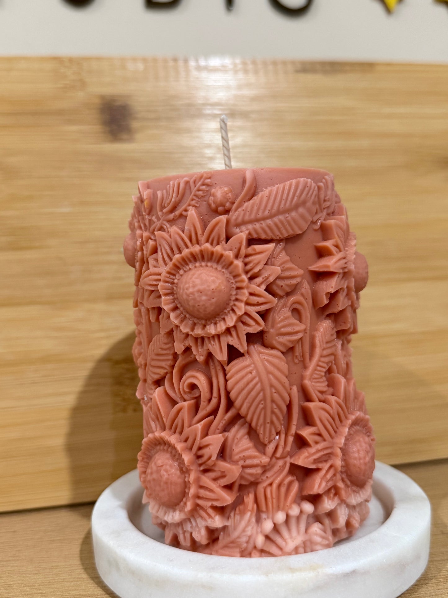 Tall Sunflowers Pillar Candle