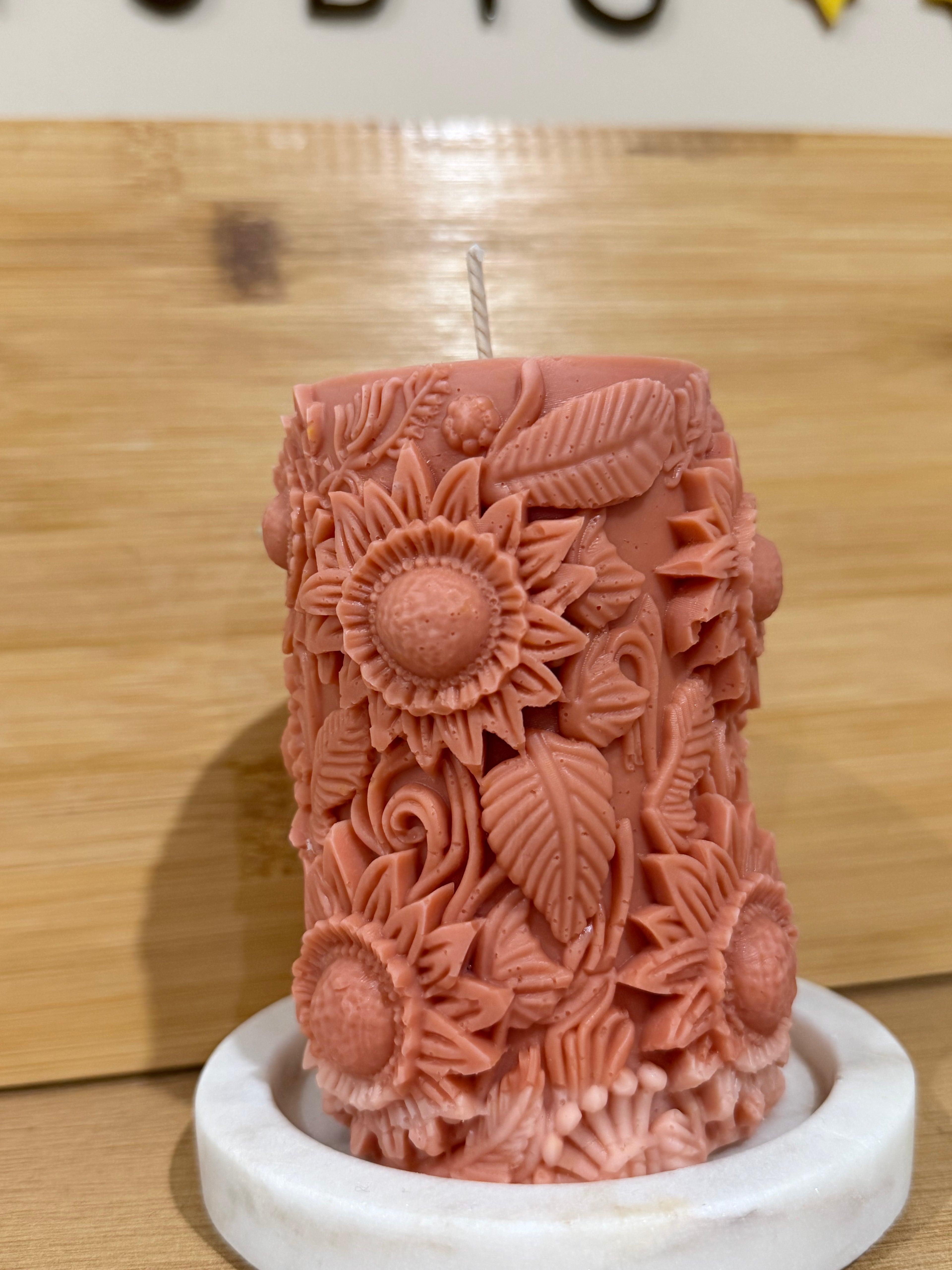 Tall Sunflowers Pillar Candle